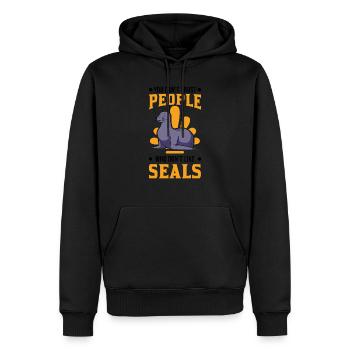 Robbe Geschenk Seal Seelöwe - Männer Premium Bio Hoodie - Schwarz - Vorne - Nico (187cm)