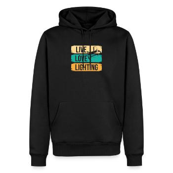 Live Love Lighting - Technicien de scène - Sweat à capuche Premium bio Homme - noir - Devant - Nico (187cm)