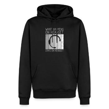 Ce qui se passe sur le casque reste technicien de scène - Sweat à capuche Premium bio Homme - noir - Devant - Nico (187cm)