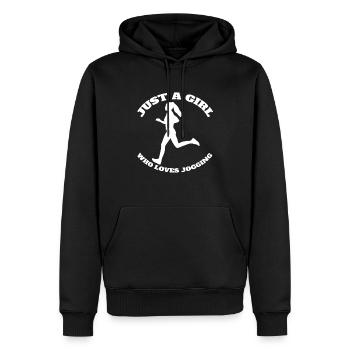 Joggerin fit joggen Cardio Training rennen laufen - Männer Premium Bio Hoodie - Schwarz - Vorne - Nico (187cm)