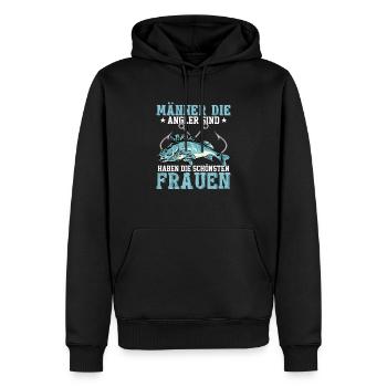 Les hommes qui sont pêcheurs ont les plus belles femmes - Sweat à capuche Premium bio Homme - noir - Devant - Nico (187cm)