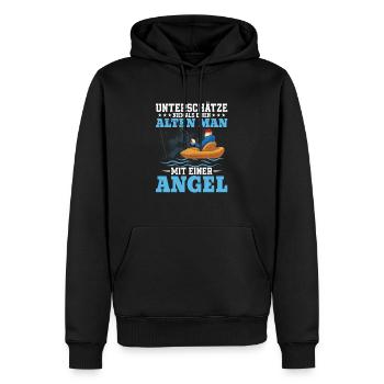 Never underestimate an old man with an Ang - Men’s Premium Organic Hoodie - black - Front - Nico (187cm)