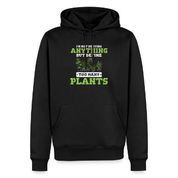 Define Too Many Plants Funny Plant Lover House Pla - Men’s Premium Organic Hoodie - black - Front - Nico (187cm)
