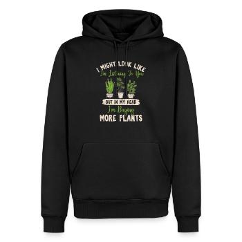 Funny Plant Lover I Might Look Like I'm Listening - Männer Premium Bio Hoodie - Schwarz - Vorne - Nico (187cm)