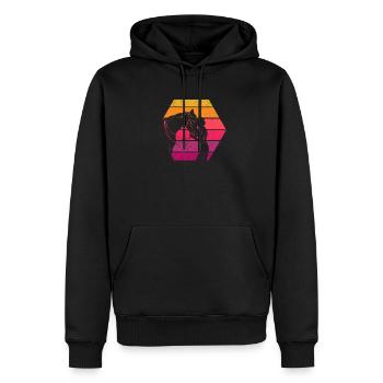 Pferdeliebhaberin Reiterin Silhouette Vintage - Männer Premium Bio Hoodie - Schwarz - Vorne - Nico (187cm)