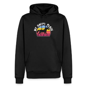 My Happy Place Pferdeliebhaber Reiten Reiter - Männer Premium Bio Hoodie - Schwarz - Vorne - Nico (187cm)