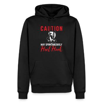 Caution May Spontaneously Heel Hook BJJ Jiu Jitsu - Men’s Premium Organic Hoodie - black - Front - Nico (187cm)