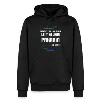 Le Meilleur Parrain Ou Monde Pour Père Baptême - Men’s Premium Organic Hoodie - black - Front - Nico (187cm)