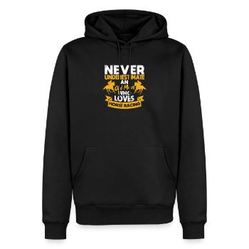 Unterschätze niemals einen alten Mann, der das - Männer Premium Bio Hoodie - Schwarz - Vorne - Nico (187cm)