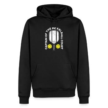 Capitaine de Pickleball Court Drôle de Joueur Paddle - Sweat à capuche Premium bio Homme - noir - Devant - Nico (187cm)