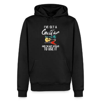J’ai une guitare et je n’ai pas peur de l’utiliser gui - Sweat à capuche Premium bio Homme - noir - Devant - Nico (187cm)