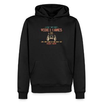 Une journée sans jeux vidéo Funny Gamer Funny Video - Sweat à capuche Premium bio Homme - noir - Devant - Nico (187cm)