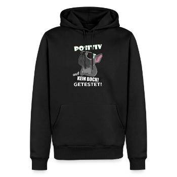 Positiv auf kein Bock Französische Bulldogge - Männer Premium Bio Hoodie - Schwarz - Vorne - Nico (187cm)