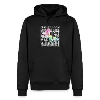 Typographie de cheval Word Art Équitation Équitation - Sweat à capuche Premium bio Homme - noir - Devant - Nico (187cm)