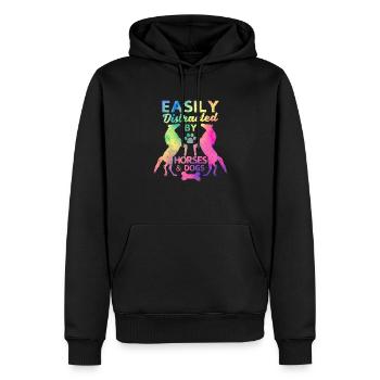 Leicht ablenkbar von Pferden und Hunden Lustiges - Männer Premium Bio Hoodie - Schwarz - Vorne - Nico (187cm)