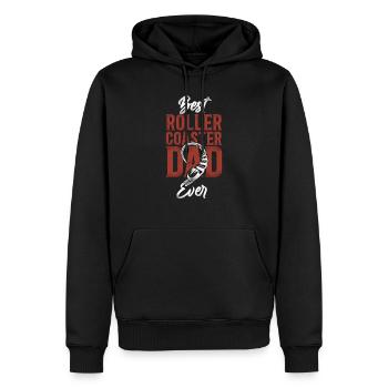Montagnes russes Papa Père Vintage - Sweat à capuche Premium bio Homme - noir - Devant - Nico (187cm)