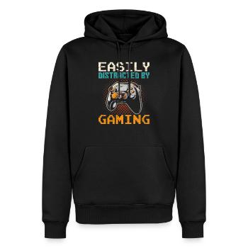Easily Distracted By Gaming Funny Gamer Video Gami - Männer Premium Bio Hoodie - Schwarz - Vorne - Nico (187cm)