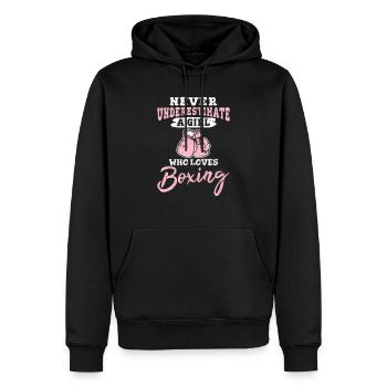 Never Underestimate A Girl Who Loves Boxing Woman - Men’s Premium Organic Hoodie - black - Front - Nico (187cm)