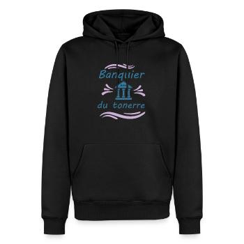 Tshirt homme Banquier du tonerre - Sweat à capuche Premium bio Homme - noir - Devant - Nico (187cm)
