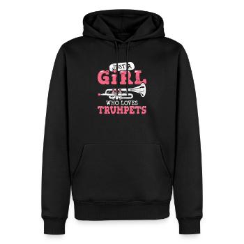 Juste une fille qui aime les trompettes drôle de trompette - Sweat à capuche Premium bio Homme - noir - Devant - Nico (187cm)