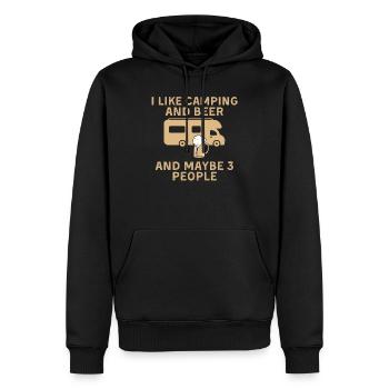 I Like Camping And Beer And Maybe 3 People - Männer Premium Bio Hoodie - Schwarz - Vorne - Nico (187cm)