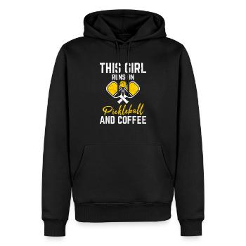 Cette fille court sur pickleball et café femmes moth - Sweat à capuche Premium bio Homme - noir - Devant - Nico (187cm)