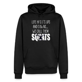 Squats Gym Angebot - Männer Premium Bio Hoodie - Schwarz - Vorne - Nico (187cm)
