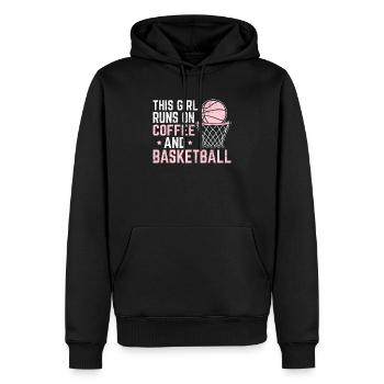 Cette fille court sur le café et le joueur de basket-ball Lov - Sweat à capuche Premium bio Homme - noir - Devant - Nico (187cm)
