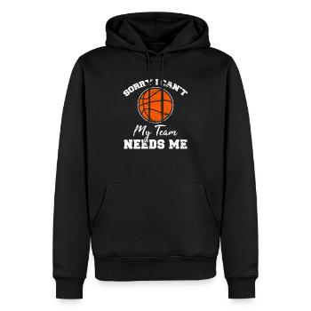 Désolé je ne peux pas Mon équipe a besoin de moi Joueur de basket-ball C - Sweat à capuche Premium bio Homme - noir - Devant - Nico (187cm)