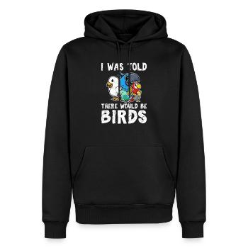 On m’a dit qu’il y aurait des oiseaux amateurs d’oiseaux drôles - Sweat à capuche Premium bio Homme - noir - Devant - Nico (187cm)