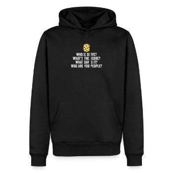 Funny Pickleball Whose Serve League Pickleball Fun - Men’s Premium Organic Hoodie - black - Front - Nico (187cm)