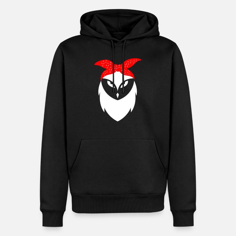 Eule - Männer Premium Bio Hoodie - Schwarz