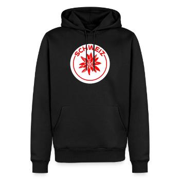 Gentiane suisse - Sweat à capuche Premium bio Homme - noir - Devant - Nico (187cm)