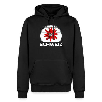 Gentiane suisse - Sweat à capuche Premium bio Homme - noir - Devant - Nico (187cm)
