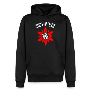Gentiane suisse - Sweat à capuche Premium bio Homme - noir - Devant - Nico (187cm)