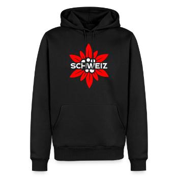Gentiane suisse - Sweat à capuche Premium bio Homme - noir - Devant - Nico (187cm)