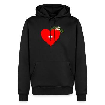 Schweizer Herz - Männer Premium Bio Hoodie - Schwarz - Vorne - Nico (187cm)