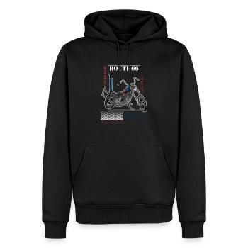 Motorrad Route - Männer Premium Bio Hoodie - Schwarz - Vorne - Nico (187cm)