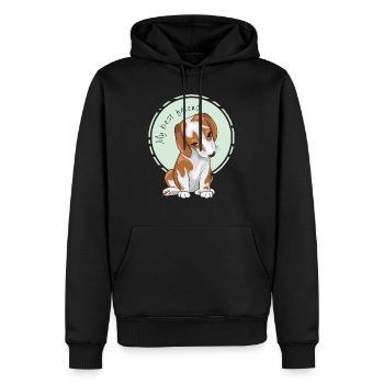 Le chiot timide et mignon est mon meilleur ami - Sweat à capuche Premium bio Homme - noir - Devant - Nico (187cm)