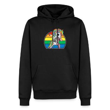 Dabbing Einhorn Skelett Halloween Dab Dance Scary - Männer Premium Bio Hoodie - Schwarz - Vorne - Nico (187cm)