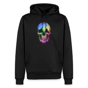 Bunter Totenkopf Halloween Skelett Regenbogen - Männer Premium Bio Hoodie - Schwarz - Vorne - Nico (187cm)
