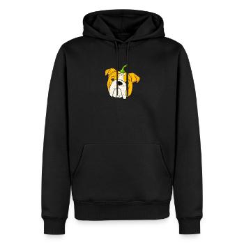 Bouledogue anglais Citrouille Halloween Thanksgiving - Sweat à capuche Premium bio Homme - noir - Devant - Nico (187cm)