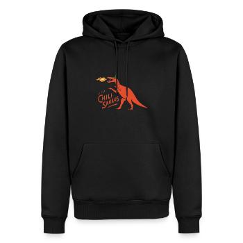 Chilisaurus rote Paprika Chili Dinosaurier - Männer Premium Bio Hoodie - Schwarz - Vorne - Nico (187cm)