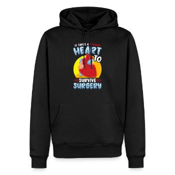 It Takes A Strong Heart To Survive Surgery Cardiac - Men’s Premium Organic Hoodie - black - Front - Nico (187cm)