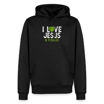 J’aime Jésus Cornichons Drôle Cornichon Amant Citation Jeu de mots - Sweat à capuche Premium bio Homme - noir - Devant - Nico (187cm)