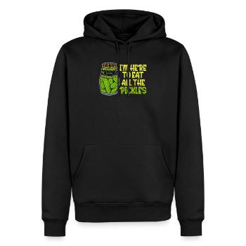 Ich bin hier, um alle Gurken zu essen Funny Pickle Lover - Männer Premium Bio Hoodie - Schwarz - Vorne - Nico (187cm)