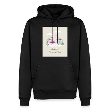 Radfahren für unser Klima - Männer Premium Bio Hoodie - Schwarz - Vorne - Nico (187cm)