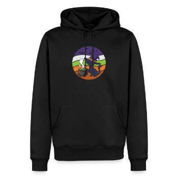 Halloween Effrayant Mignon Chat Noir Sorcière Chapeau Drôle - Sweat à capuche Premium bio Homme - noir - Devant - Nico (187cm)
