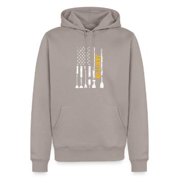 Janitor American flag, Custodian Janitor - Men’s Premium Organic Hoodie - taupe - Front - Nico (187cm)