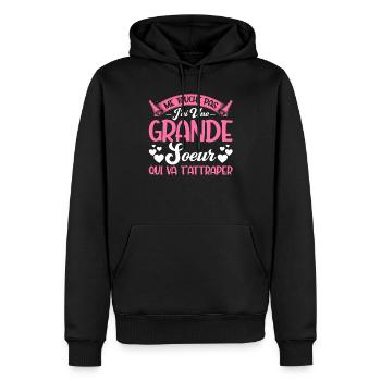 Design pour grande soeur ! Cadeau parfait - Sweat à capuche Premium bio Homme - noir - Devant - Nico (187cm)
